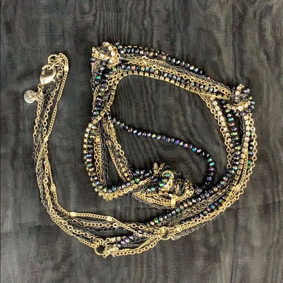 Loft Multi-Strand Necklace Chain Rhinestones - Picture 7 of 7